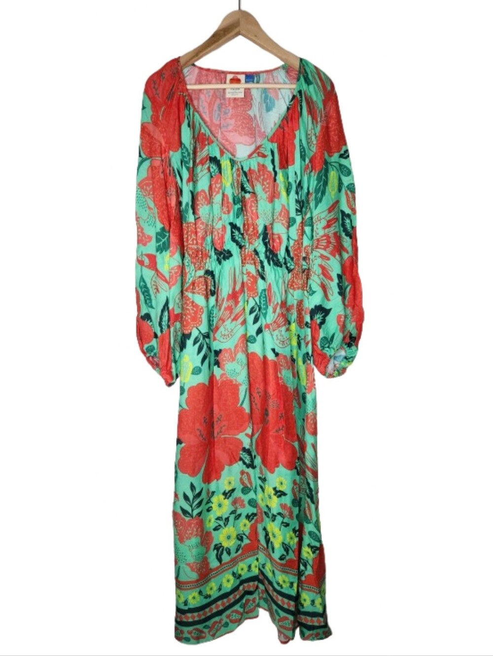 Farm x Anthropologie Poppy Print Maxi Dress Womens Large Pockets Rio - Picture 5 of 12
